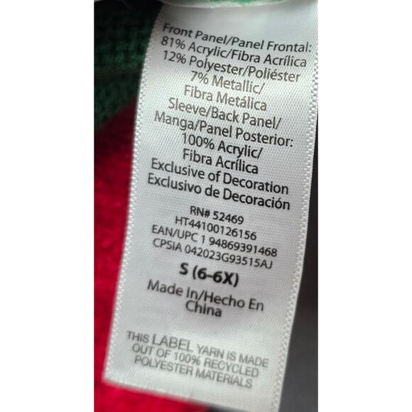 Girls Size 6 Hippie Santa Christmas Sweater Peace Love Flowers Groovy Hipster - Picture 4 of 5